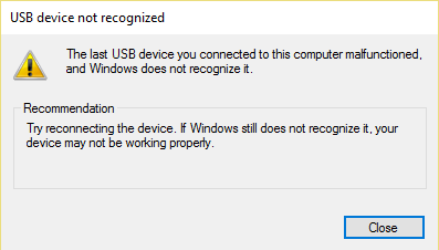 修复 Windows 10 中的 USB 设备描述符错误