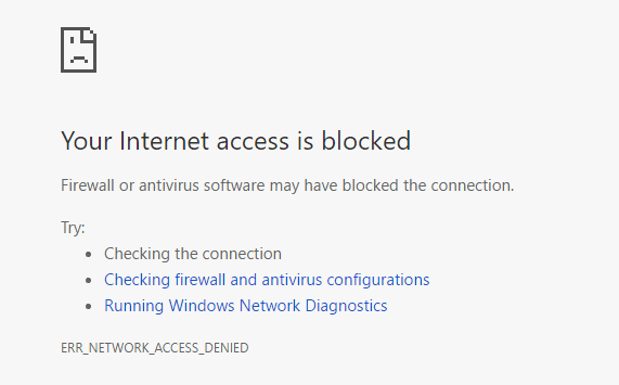 Chrome 中出現 ERR_NETWORK_ACCESS_DENIED