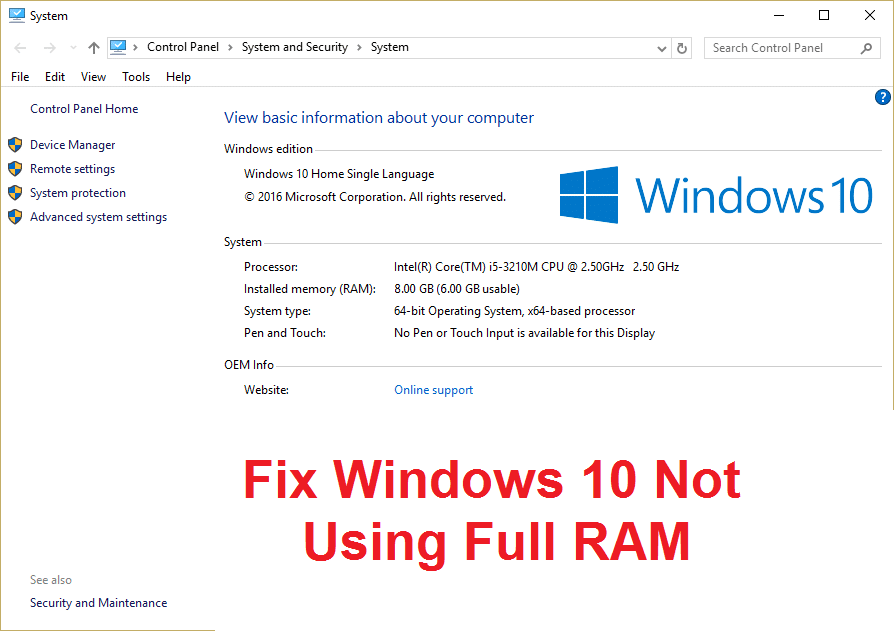 修复 Windows 10 未使用完整 RAM 的问题