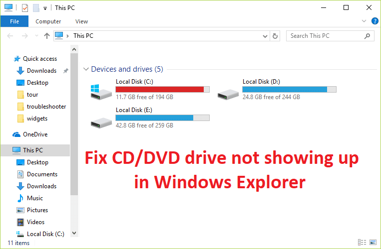 修复 CD/DVD 驱动器未出现在 Windows 资源管理器中的问题