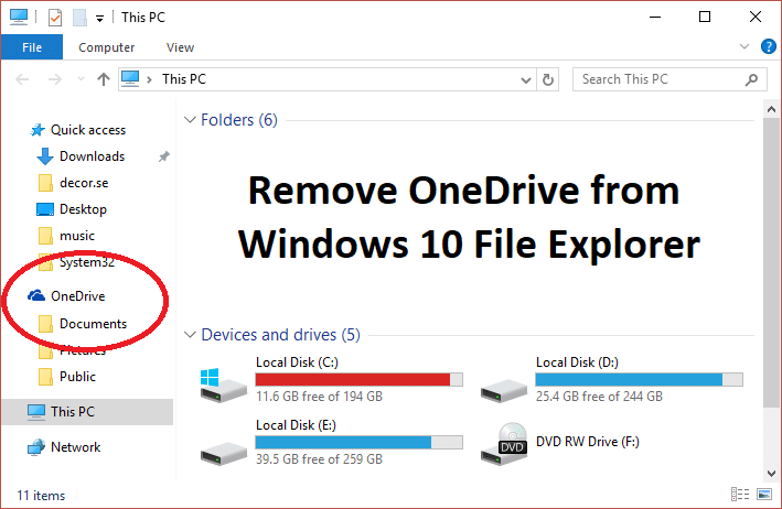 如何从 Windows 10 文件资源管理器中删除 OneDrive