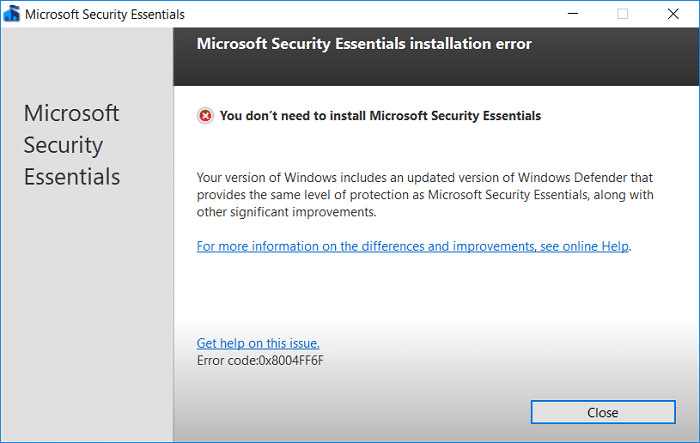 在 Windows 10 上卸载 Microsoft Security Essentials